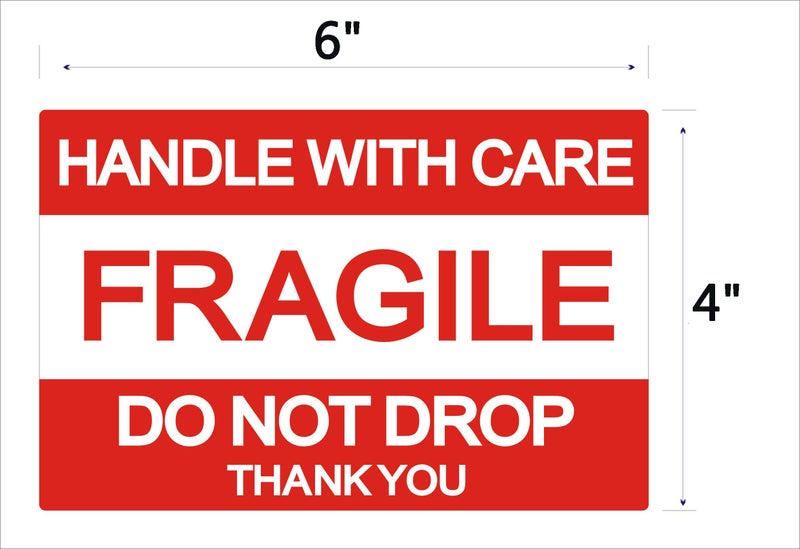 RBHK 4" x 6" Fragile Stickers Handle with Care Warning Packing/Shipping Labels, 500 Permanent Adhesive Labels Per Roll, 1 Roll - Image 2